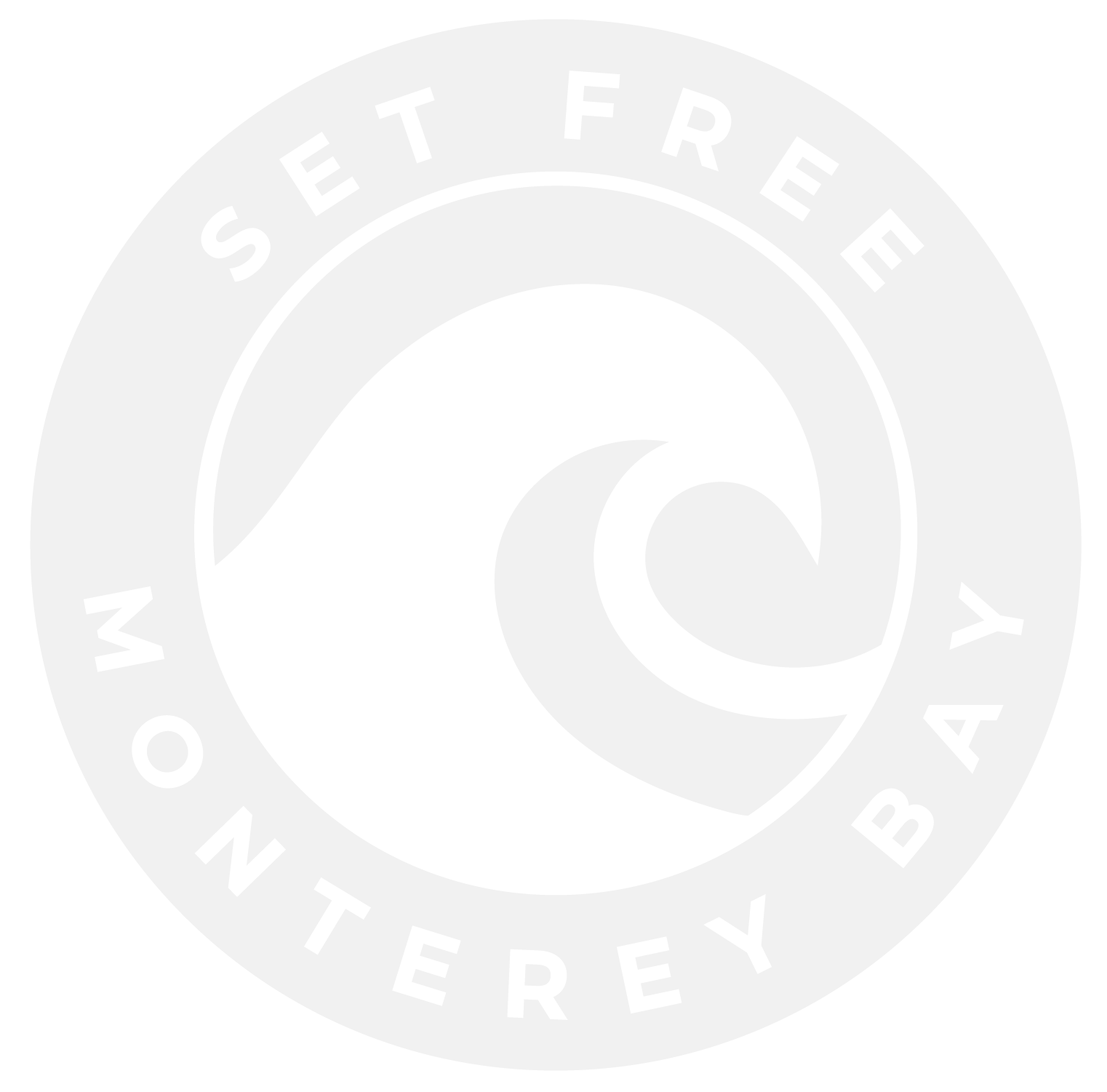 Set Free Monterey Bay white logo, a Monterey County nonprofit fighting human trafficking through education and restoration.